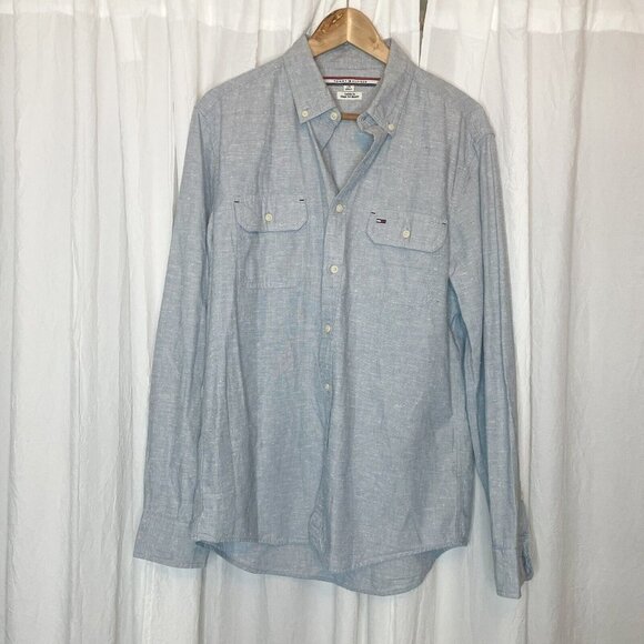 Tommy Hilfiger Size XL Men’s Button Down Custom Fit COUPE SUR MESURE Blue - Picture 9 of 9